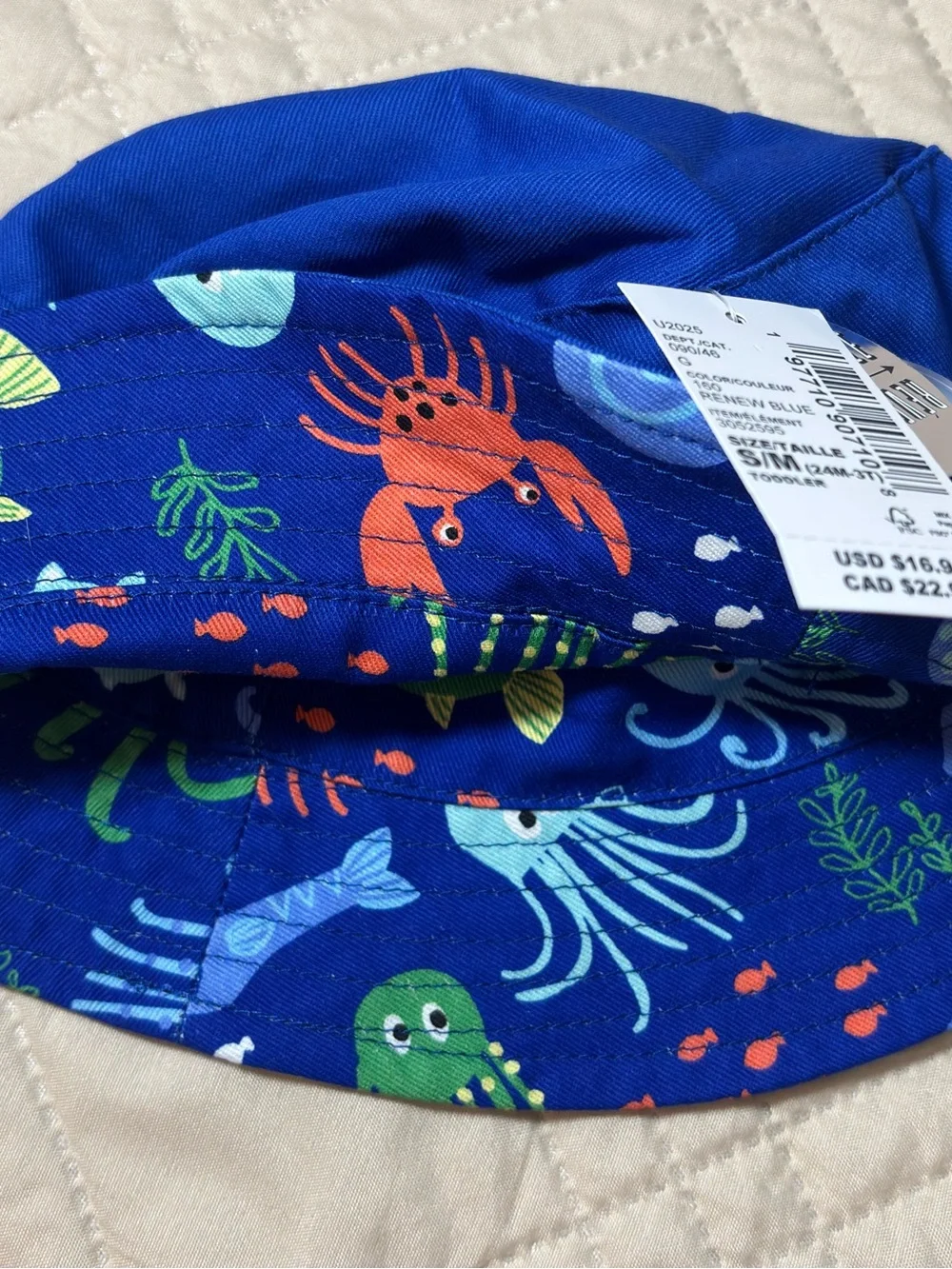 Children’s Place 24M-3T Reversible Blue Ocean Print Bucket Hat